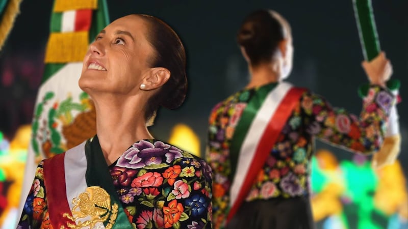 De origen istmeño: Así fue el vestido de Claudia Sheinbaum en el Grito de Independencia (FOTOS)
