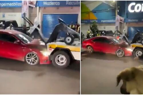 VIDEO: Conductora intenta huir de retén y se estrella contra grúa en Iztapalapa