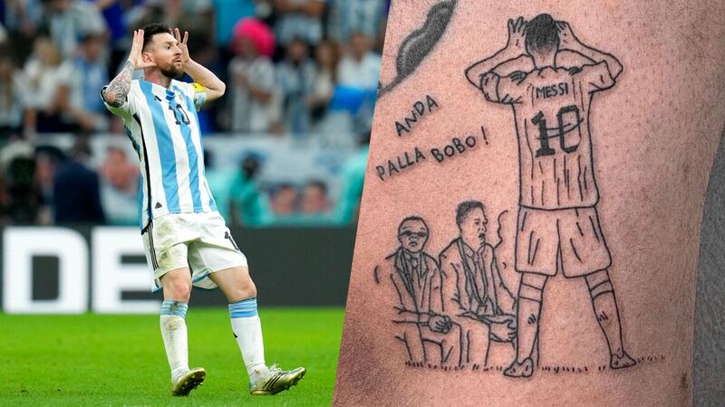 Aficionados se tatúan festejo de Messi al estilo Riquelme y frase ‘¿Qué miras, bobo?’