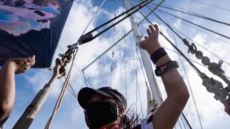 ‘Estamos en contra de esa guerra’: Zapatistas protestan en CDMX tras asesinato del padre Marcelo Pérez