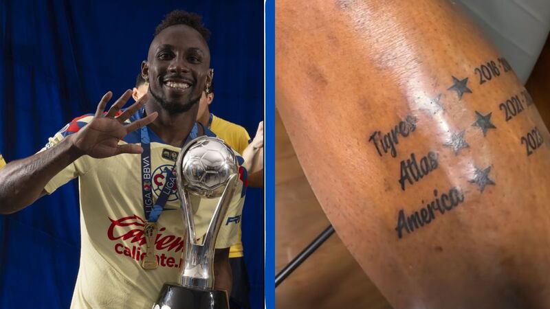 Julián Quiñones se tatuó el título 14 del América
