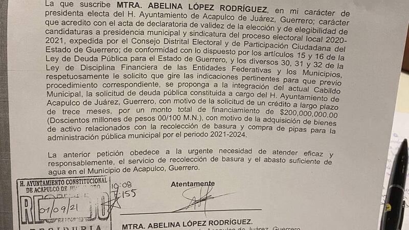 Alcaldesa electa de Acapulco pide préstamo de 200 mdp... pero todavía no entra en funciones