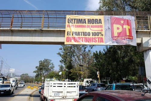 ‘Partido de Traidores’: Colocan lonas contra el PT en Oaxaca por rechazo a la reforma electoral
