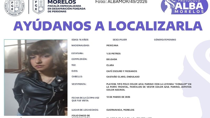¿Qué pasa en Morelos?: Reportan desaparición de Rubí Itzel, estudiante de 16 años
