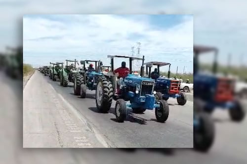 Productores de Sonora se manifiestan con tractores, piden ajuste de precios en trigo y maíz