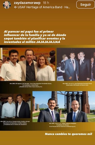El papá de la influencer tiene una fotografía junto al expresidente Felipe Calderón. (Foto: Captura)