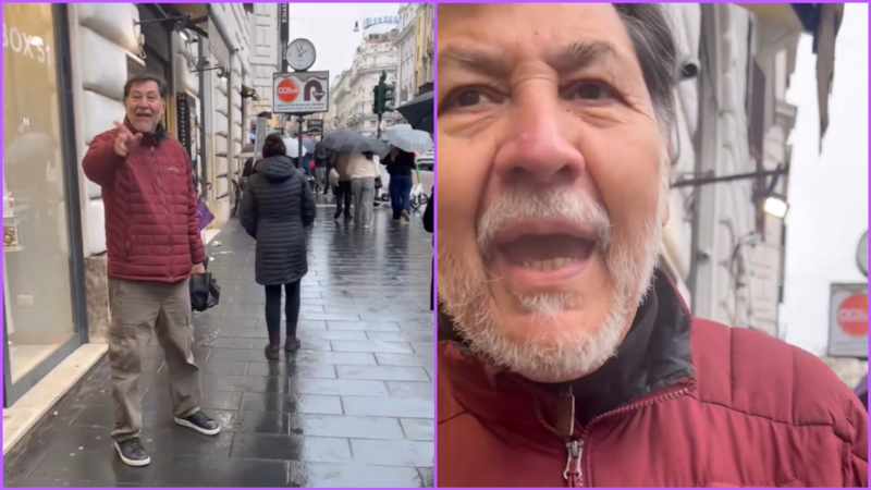 Noroña increpa a mexicano que lo captó en tienda de Italia