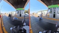 VIDEO: Motociclista tira a acompañante por evadir caseta en el Circuito Exterior Mexiquense