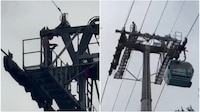 Hombre escala torre de la Línea 1 del Cablebús; así fue su rescate a más de 30 metros (VIDEO)