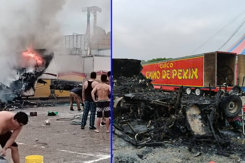 (FOTOS) Hasta el payaso se asustó: Incendio en el Circo Chino de Pekín provoca pánico en Chiapas
