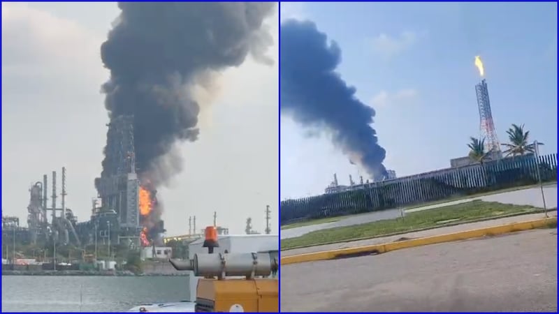 Otra vez Dos Bocas: Reportan un incendio en la bodega de coque en la refinería Olmeca