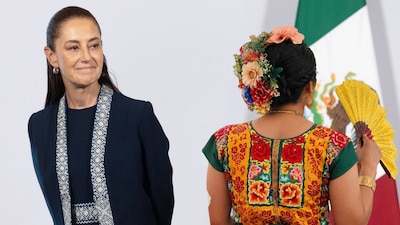 La diseñadora Elvis Guerra copartió una imagen junto a Claudia Sheinbaum tras su reunión. (Foto: Cuartoscuro/ChatGPT)
