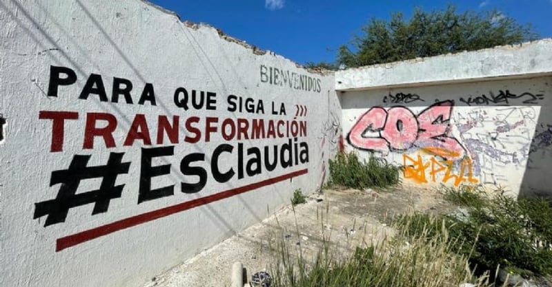 En León, Guanajuato, una de las pintas en favor de Claudia Sheinbaum, quien aspira la presidencia