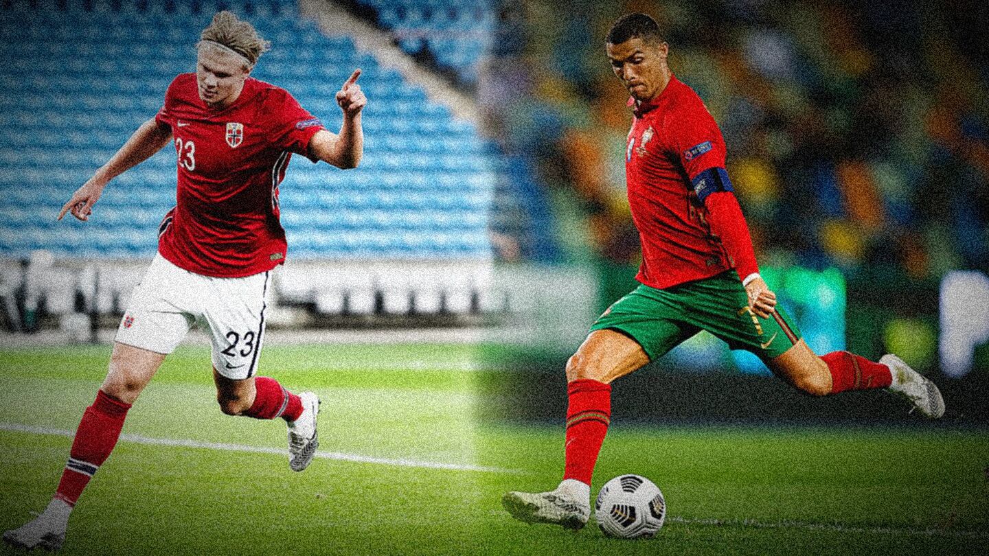 Erling Haaland imita a Cristiano Ronaldo y logra hat trick en UEFA Nations League